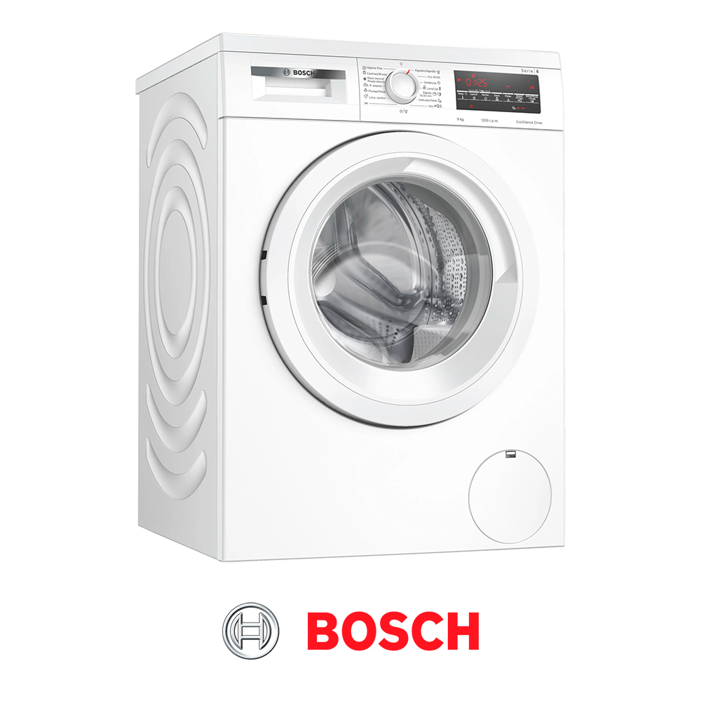 Lavadora Bosch 9Kg, 1200 RPM, Clase A, color blanco WUU24T63ES