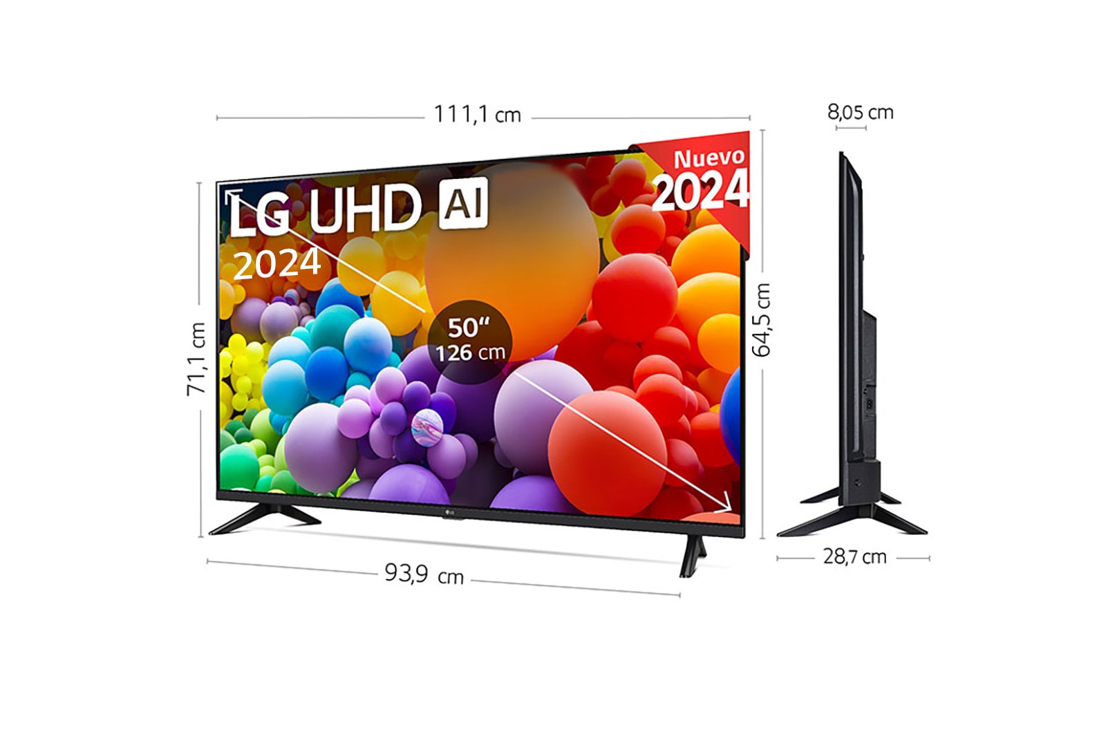 LG 50 pulgadas TV LG UHD AI 4K serie UT73 con Smart TV WebOS24, 50UT73006LA